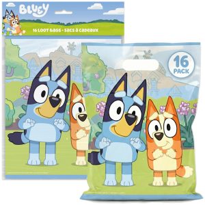 Bluey Goodie Bags for Party Favors 16-Pack, Bluey Birthday Decorations