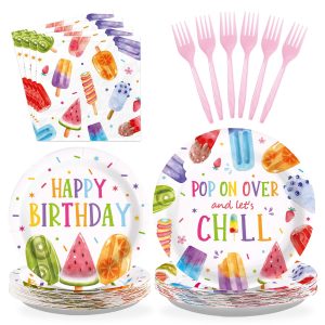 Grencian 96 Pcs Summer Popsicle Birthday Party Decorations, Serves 24
