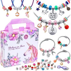 COO&KOO Charm Bracelet Making Kit, A Unicorn Girls Toy that Inspires Creativity and Imagination, Crafts for Girls Ages 8-12 with Jewelry Making Kit Perfect Gifts for 6 7 8 9 10 Girl Self-Expression!