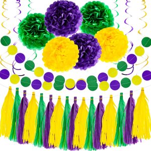 32PCS Mardi Gras Decorations Party Favors Supplies, Mardi Gras Decor Props