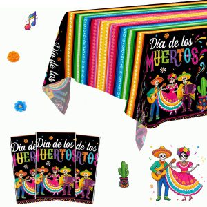 Actilize 3 Pack Dia De Los Muertos Tablecloths 54 x 108 Inch