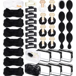 Wavyknot 40 Pcs Bridal Party Favors Bachelorette Set,White and Black