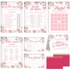 GAMSUNSTAR Bridal Shower Games, 5-Game Set for 32 Guests with 32 Pencils