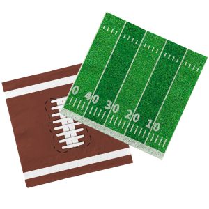 80 Pcs Football Birthday Party Supplies Disposable Paper Cocktail Napkins for Tailgate Party Decorations, Assorted 40 Pack Football Field Design and 40 Pack of football Pattern, Total 80 Pack