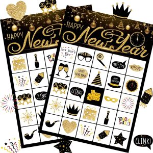 Funnlot New Year Eve Games, 24 Players New Year Eve Bingo New Year Game Kid