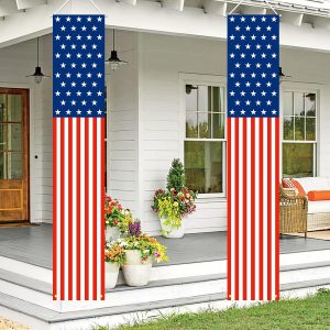 4th of July Decorations Outdoor Hanging American Flag Banners 72"x12"