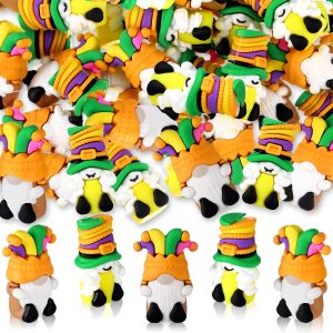 Lunmon 50 Pcs Mini Mardi Gras Gnomes Bulks 1.57 Inch PVC Gnomes Figurine Gifts Mardi Gras Collectible Figurines for Home Tabletop Farmhouse Shelf Decorations