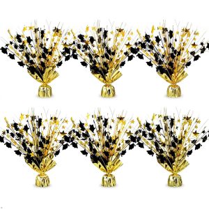 Moretreat 6 Pack Graduation Party Table Centerpiece Star Spray Black Gold