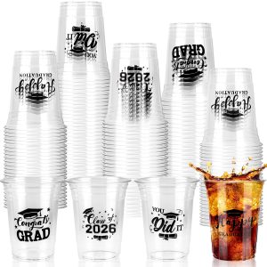 60Pcs Graduation Cups, 16 oz Congrats Grad 2026 Plastic Cups 4 Styles