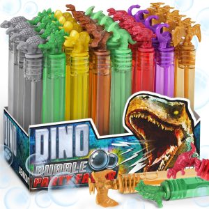 Dinosaur Bubble Wands Bulk, 32 Pack Mini Dino Birthday Party Favors Decor
