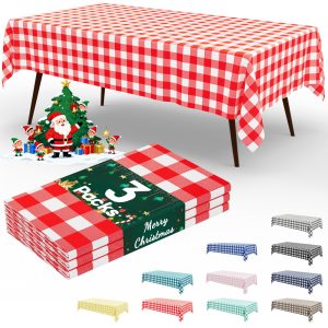 Smiry Disposable Rectangle Plastic 54 x 108 Inch Table Cloth 3 Pack