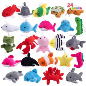 JOYIN 24 Pcs Mini Sea Animal Plush Toys (24 Units 2"-3"), Stuffed Sea Animal Bulk for Kids Birthday Party Favors, Pinata Fillers, Goodie Bag Fillers, School Prizes,Carnival Party Supplies