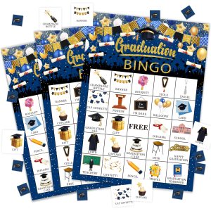 wenhihsiy Graduation Bingo Game Cards for Adults, Graduation Party Game for Friend Family, Ideal for Graduation Themed Party Game, 24 Players Grad Party Supplies Favors, 007