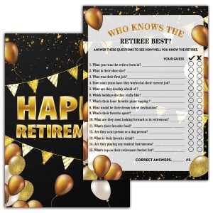 Retirement Party Games - Who Knows The Retiree Best Retirement Games - 30 Game Cards – Retirement Party Favors Supplies Decorations (01)