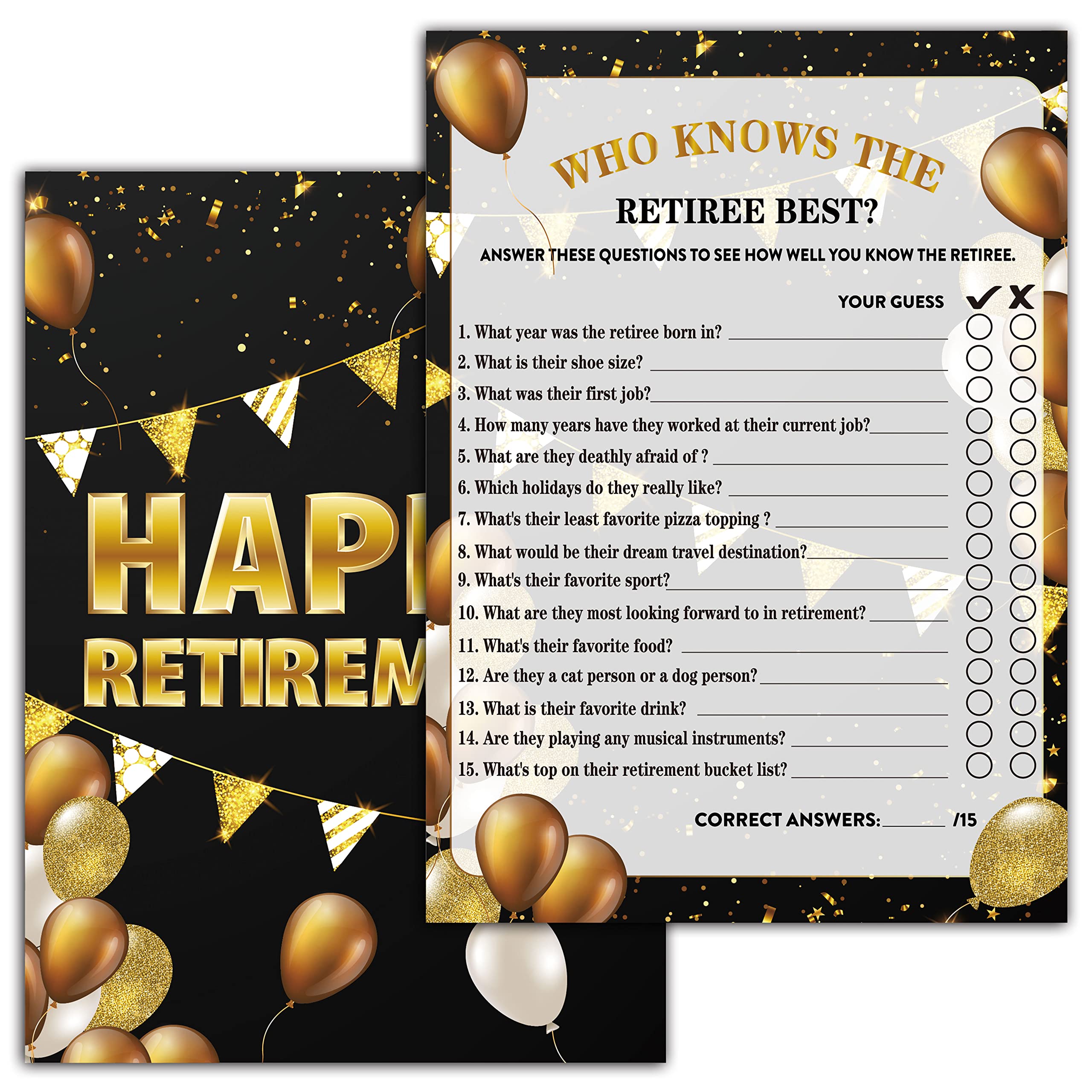 Retirement Party Games - Who Knows The Retiree Best Retirement Games - 30 Game Cards – Retirement Party Favors Supplies Decorations (01)