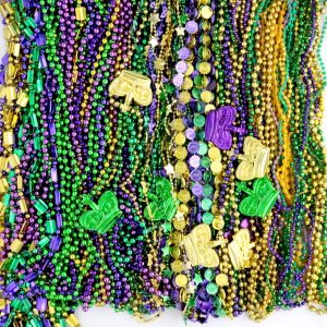 GiftExpress 100 pcs Mardi Gras Metallic Bead Necklaces for Party Favors, Mardi Gras, New Year Parade, St Patrick Day Celebrations, Christmas Decorations, Tailgating Party
