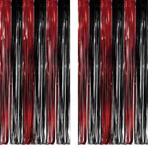 Halloween Black Red Party Streamers Backdrop - 3.2ft X 8.2ft - 2 Packs