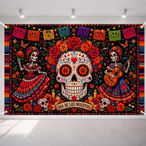Dia de los Muertos Decorations - Day of The Dead Sugar Skull Backdrop
