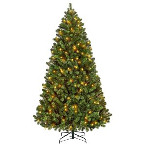 Yaheetech 6ft Pre-lit Christmas Tree with 300 Warm White Lights, Green
