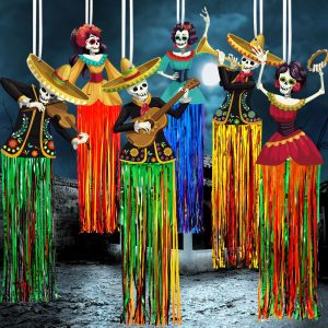 Yinder 6 Pieces Day of The Dead Decorations, 3 ft Dia De Los Muertos Decors