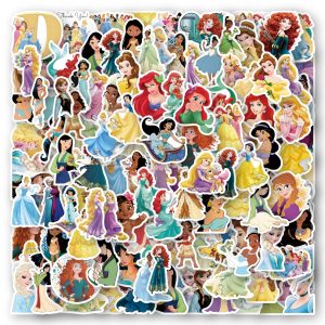 120pcs Princess Stickers for Kids,Vinyl Waterproof Princess Decal for Water Bottle Laptop Toy Sticker for DIY Decorate Bumper Phone Hard Hat Kids Teens Gifts