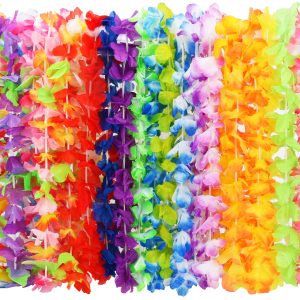 Hawaiian Leis, 24PCS Hawaiian Party Decorations Silk Flower Necklace