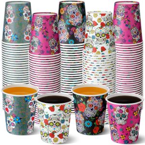 Yaomiao 200 Pcs Day of The Dead Paper Cups Bulk Sugar Skull
