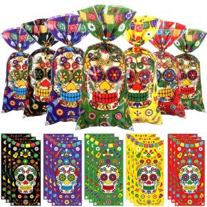 Pajean 100 Pcs Dia De Los Muertos Bags Bulk Mexican Candy Goodie Bags