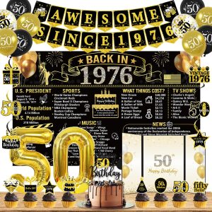 Trgowaul 50th Birthday Decorations for Men Women, Back in 1976 Poster Set