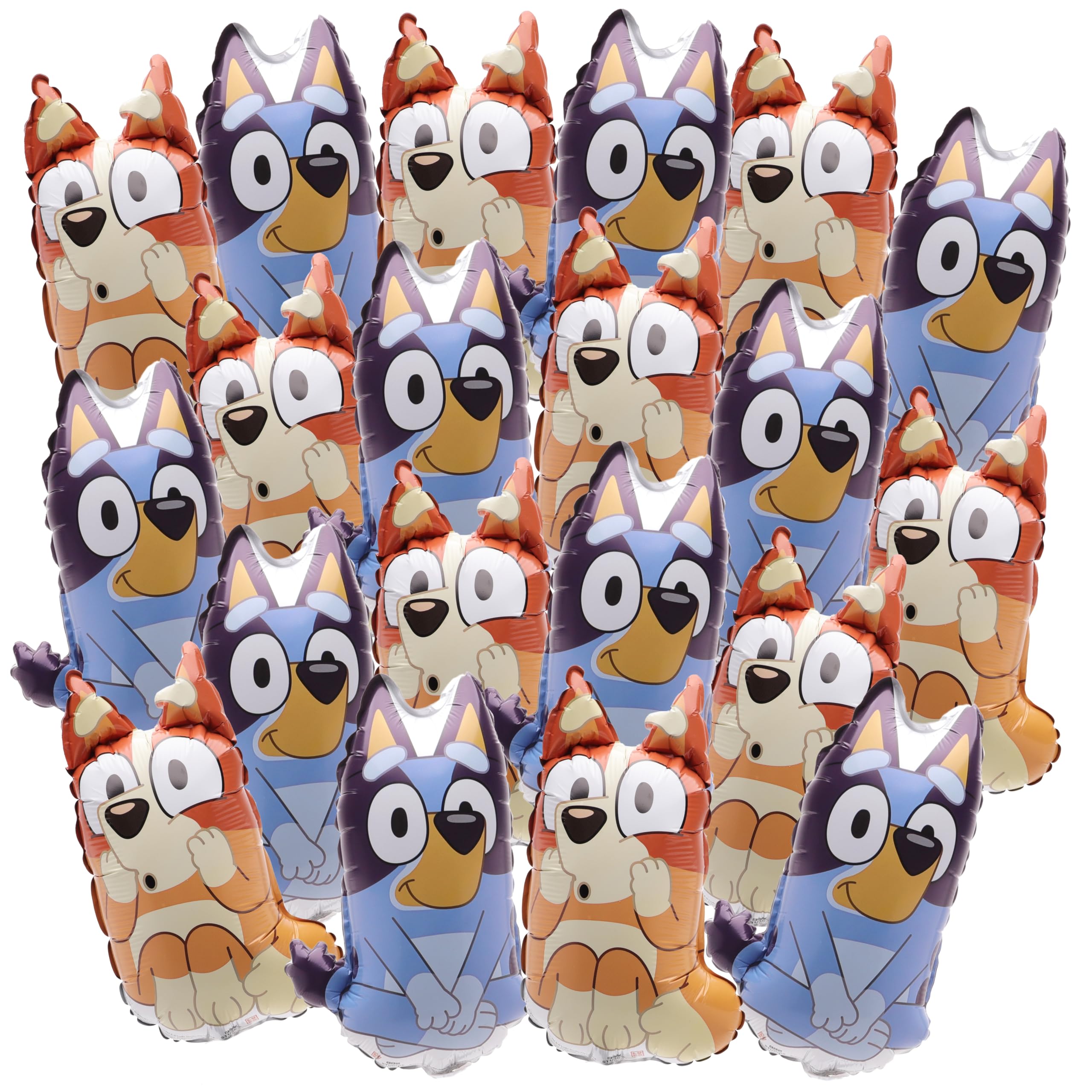 Toyland® Pack of 20 - Bluey & Bingo Mini Character Balloons - Sticks and Cups Included - Birthday Party Decorations