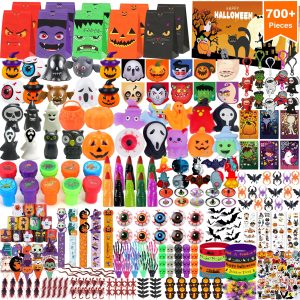 PLOUGVI 702PCS Halloween Party Favors Supplies Decorations - Trick or Treat Goodies Bag Fillers Stuffers - Halloween…
