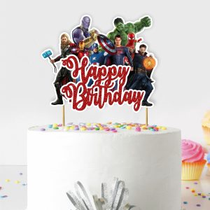 Superhero Happy Birthday Cake Topper – Party Decoration for Cakes & Events
