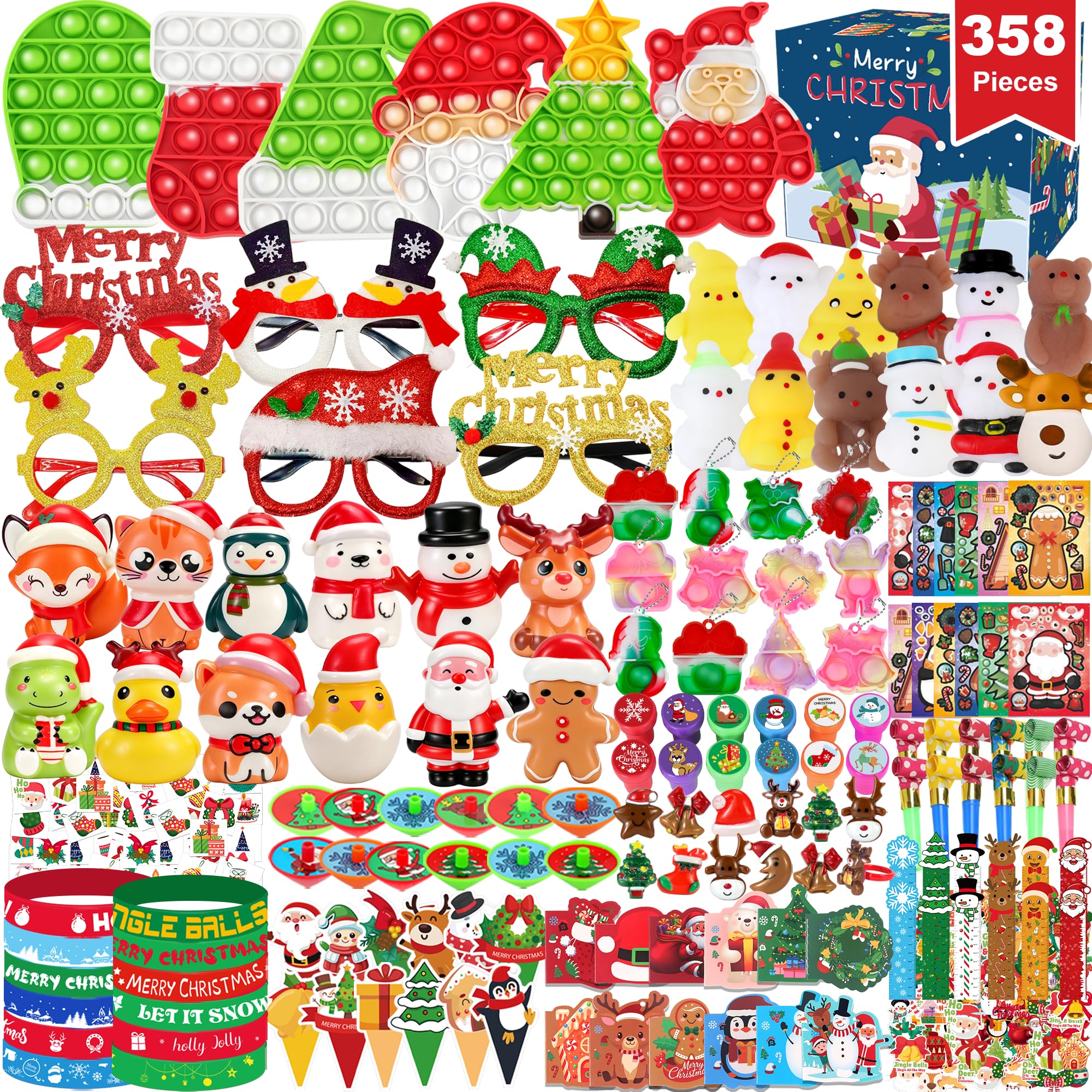 Fumogym 358PCS Christmas Toys for Party Favors , Goodie Bag Pinata Stocking Stuffers Bulk, Treasure Box Toy for Classroom Rewards, Xmas Advent Calendar Stuff Filler, Carnival Prizes, Birthday Gifts