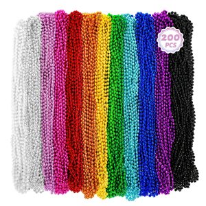 Huskein 200PCS Mardi Gras Beads, 33" Bead Necklace, Colorful Mardi Gras Accessories, Women…