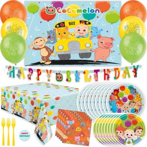 Cocomelon Birthday Decorations, Backdrop, Balloons, Banner, Table Cloth