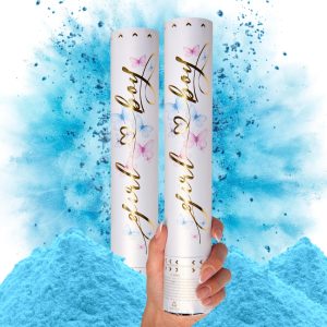 PrimePure Gender Reveal Confetti Cannon, Biodegradable Blue Powder, 2 Pack | Biodegradable Powder Cannon Smoke…