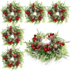 8 Pcs Christmas Candle Ring Wreath Small Kitchen Cabinet Table Decor