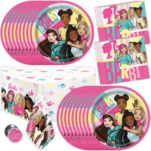 Barbie Birthday Party Decorations - Table Cloth, 16 Plates and Napkins