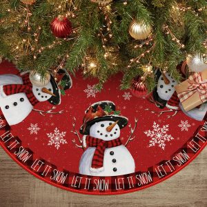 AVOIN colorlife Let It Snow Snowman Christmas Tree Skirt 36 Inch