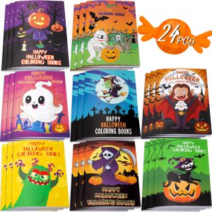 90shine 24PCS Halloween Coloring Books Party Favors for Kids - Bulk Hallowmas Trick or Treat Goodie Bag Stuffer Fillers Gifts Fun Activity Decorations Supplies