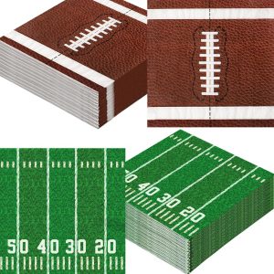 100-Pack Football Napkins, Football Party Decorations, 6.5 Inch