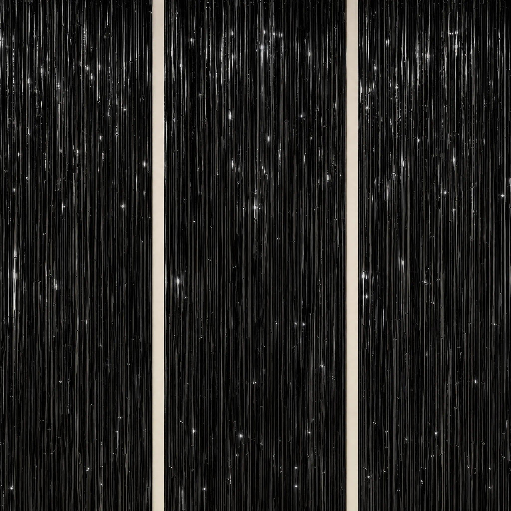 DECOCKRAT 3 Pack Foil Fringe Backdrop - Black Shiny Tinsel Curtains for Party Decoration/Photo Booth Props - 3.3x8.2 FT Metallic Foil Backdrop for Birthday, Wedding, Graduation, Christmas.