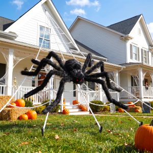 Land Guard 236'' Big Spider Web Halloween Decor+70'' Huge Spider for Roof with Triangular Big Web for on House Outside and Inside