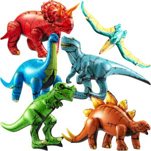 Inflatable Birthday Dinosaur Party Decorations, 6-Pack Dino Toys for Kids