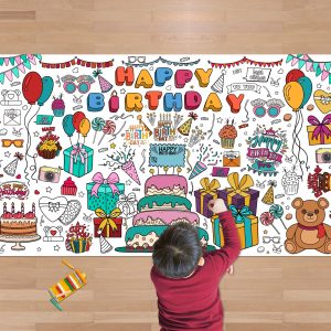 OHOME Mothers Day Giant Coloring Poster/Tablecloth - 30 x 72 Inches - Mothers Day Crafts for Kids Classroom - Happy Mothers Day Decorations from Daughter Son - Gifts from Kids