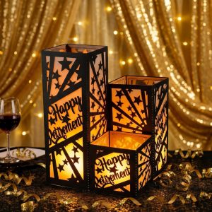 Rossesay 12 Pcs Retirement Party Centerpiece for Table Black and Gold Party