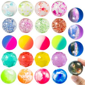 JOYIN 24 PCS Bouncy Balls, 32mm Assorted Bouncy Balls Bulk with Storage Bag, Bounce Toys for Kids Party Favors Birthdays Gifts Goodie Bags Stuffers Carnival Prizes