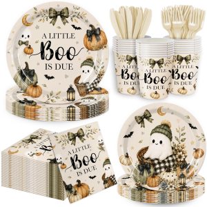 Halloween Baby Shower Party Decoration Supplies for 20 Guests，Pumpkin Theme