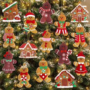 kockuu 16pcs Gingerbread Man Ornaments for Christmas Tree Decorations