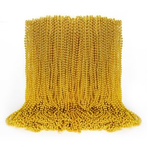 100PCS Bead Necklace, Gold Mardi Gras Beads Party Stuff, 33" Mardi Gras Christmas…